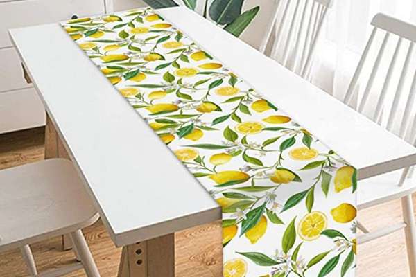Decor With Table Runner for Lemon Kitchen Decor Ideas