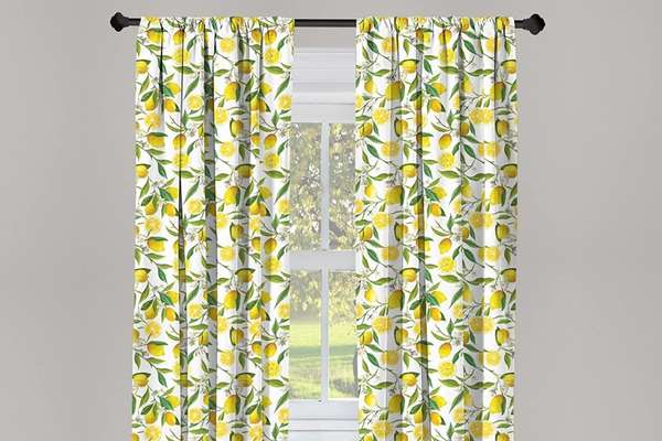 Lemon Kitchen Decor Ideas Printed Curtains
