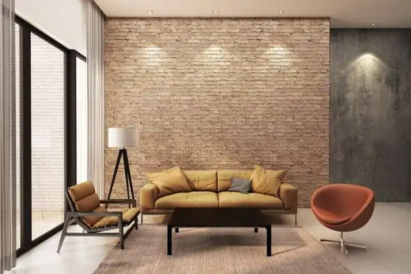 Brown Bricks Wall for Brown Living Room Ideas