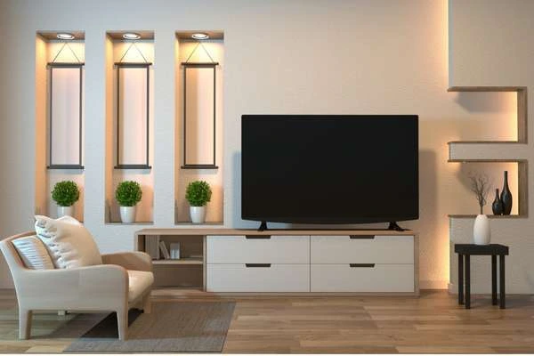 Set TV on The Wall to Decorate an Awkward Living Room